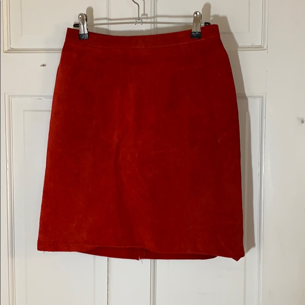 Genuine Leather, red suede mini skirt